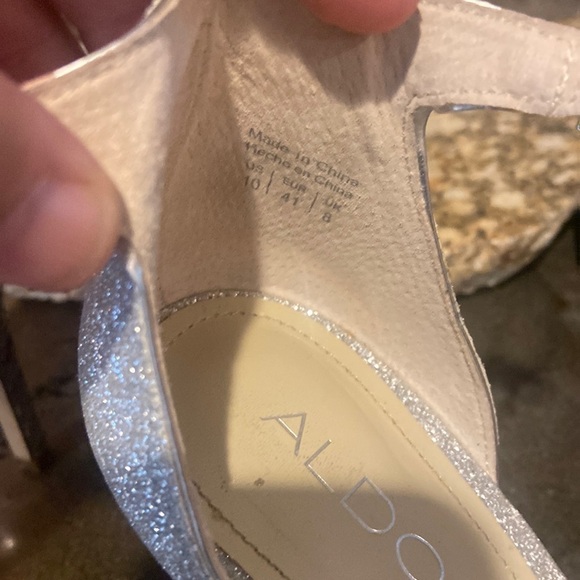 Aldo Silver Glitter Leather Stilettos Women’s size 10 - Picture 8 of 9